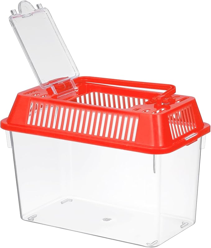 Portable Fish Tank, Handheld Fish Tank, Plastic Mini Fish Box, Transparent Cutout Design, Plastic Aquarium with Handle for Turtle and Pet Fish Lid for