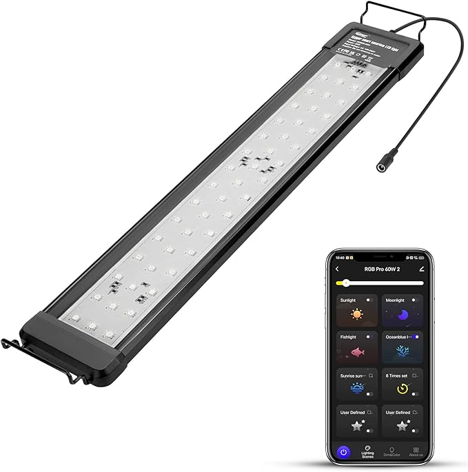 hygger 35W Smart Aquarium Light, Bluetooth LED Light with App Control, Full Spectrum Fish Tank Light with 24/7 Lighting Cycle, 5 Modes, Adjustable Timer, for 24"-30" Freshwater Planted Tank
