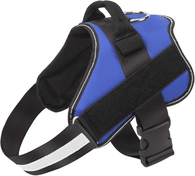 Bolux Dog Harness, No-Pull Reflective Dog Vest, Breathable Adjustable Pet Harness with Handle for Outdoor Walking - No More Pulling, Tugging or Choking (Blue, XL)