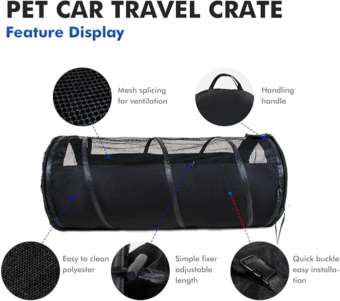 Pet Tube Soft Sied Dog Carries,Extra Long Cat Tunnel for Cars, Outsidet Enclosures Playpen Tunnel Catio for Long Distance Travel Road Trip