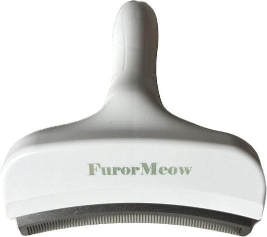 Pet Deshedding Tool with Curve Blade, Cat Grooming Brush, Tight V-shaped Teeth Shedding Comb for Cats and Dogs (White, Large)