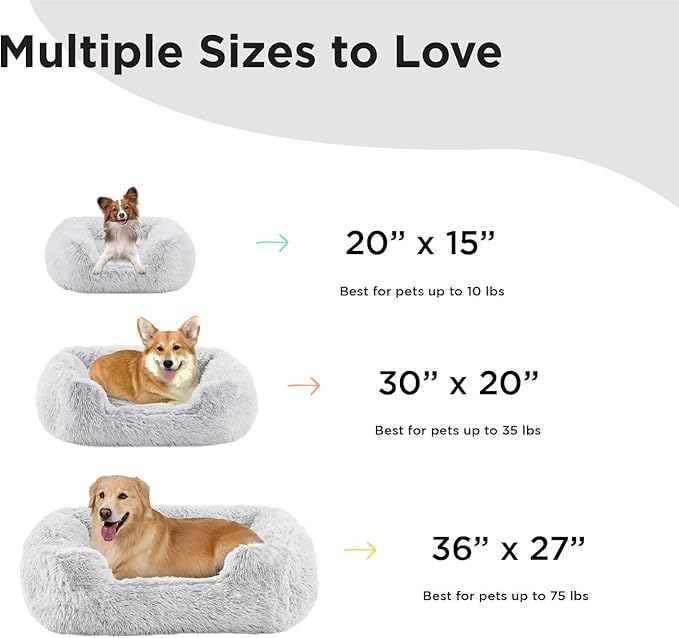 Best Friends by Sheri Shag Lounge Bed Calming Faux Fur Dog Bed, Frost, Medium, 30" x 20"