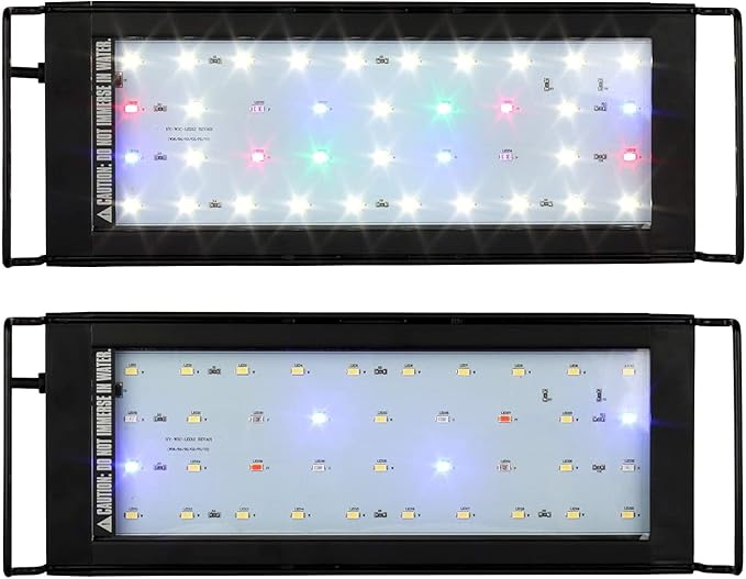 WATER REBIRTH LED Aquarium Light, Full Spectrum Fish Tank Led Light with Aluminum Alloy Shell Extendable Brackets (12-18 in)