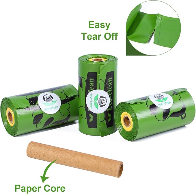 ECO-CLEAN Dog Poop Bags with 3 Bags Left Indicator - 360 Count Extra Thick and Leak Proof Pet Waste Bags with 1 dispenser, Unscented