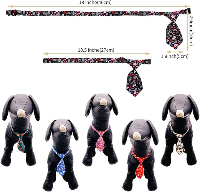 PET SHOW 10pcs Pack Christmas Small Dog Ties Neckties for Doggies Cats Adjustable Holiday Grooming Accessories Neck Ties Bowties Girl Boy Festival Costumes Puppies Party Gift Favor