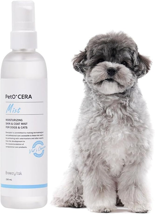PetO'Cera Mist Spray, Floral Scent - Anti-Itch & Dandruff Treatment for Dogs & Cats, Hydrating Grooming Supplies Mist with Ceramide, Soothing Relief for Sensitive & Dry Skin 5.07 fl oz/150ml
