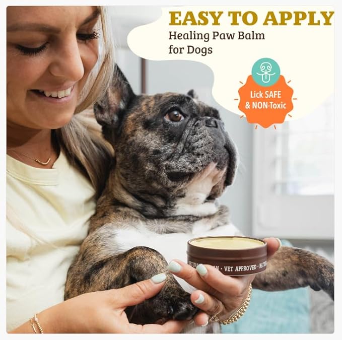 Natural Dog Company Paw Soother Balm & Wax for Dogs 4 oz Tin – Organic Moisturizing Relief for Dry, Cracked Paws, Lick - Safe–Repairs & Heals–Protects Against Extreme Weather – Coconut Oil & Vitamin E