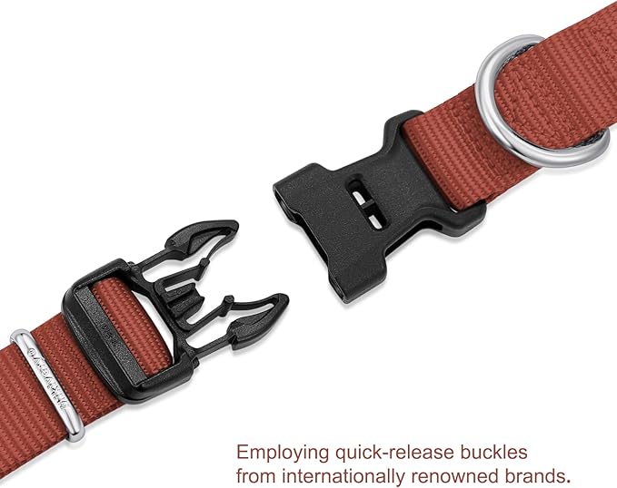Mikivery Nylon Dog Collar with Quick Release Buckle Soft Adjustable Sturdy for Small Medium Large Dogs Brick,M