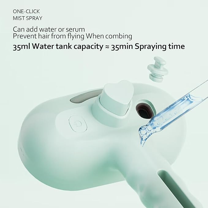 Trumoon Pet steam brush for dogs and cats, Pet Grooming Tool Kit with a stainless steel comb and a portable pet hair remover (Green)