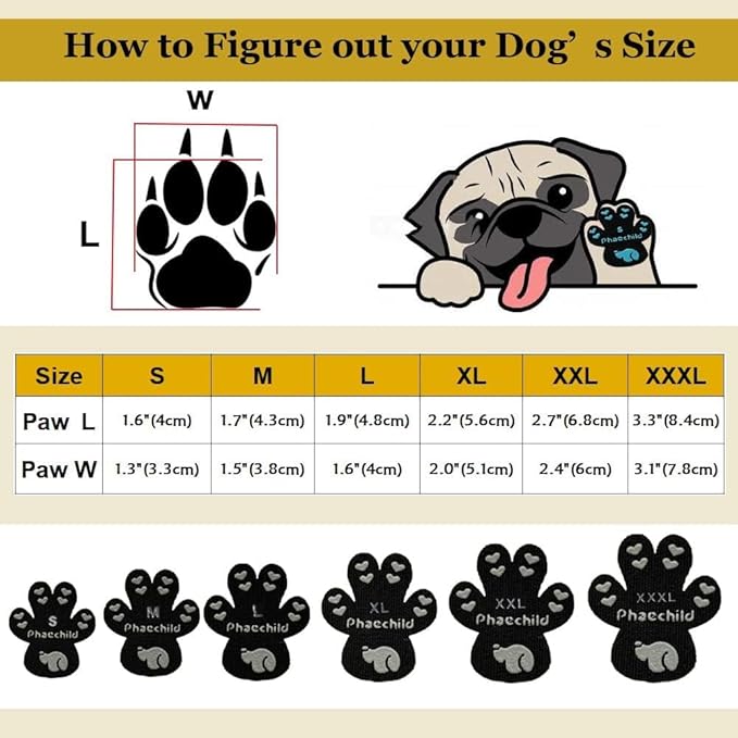 Dog Paw Pads Anti-Slip Grips,Dog Paw Protectors for Senior Dogs on Hot Pavement,Provides Traction to Keep Them from Slipping on Smooth Floors 12 sets-48 Pads Black XL