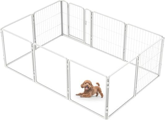 FXW Homeplus Unleashed Indoor Dog Playpen - Stress-Free and Safe Play, Heavy Duty 24 Inch 5 Acrylic Panels + 5 Wire Panels Dog Pen for Puppy and Small Dogs, White│Patented
