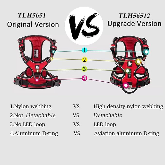 TRUE LOVE Dog Harness No Pull Nylon Reflective Pet Harness Adjustable Comfortable Control Step-in Brilliant Colors Truelove TLH56512 XS Black