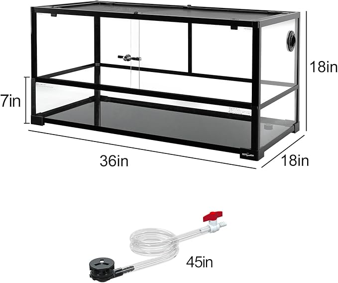 REPTIZOO 50 Gallon Large Turtle Tank Aquarium, 36"×18"×18" Tortoise Habitat Water-Land Ecological Turtle Tank with Drainage System Aquatic Aquarium, Terrarium for Tree Frogs, Salamanders