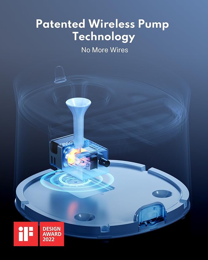 HomeRunPet Silent Cat Water Fountain, 68 oz/2L, Pet Fountain Wireless Pump, Dog Water Dispenser, Dual Mode, Quick Assembly & Easy-Clean, Filters Included