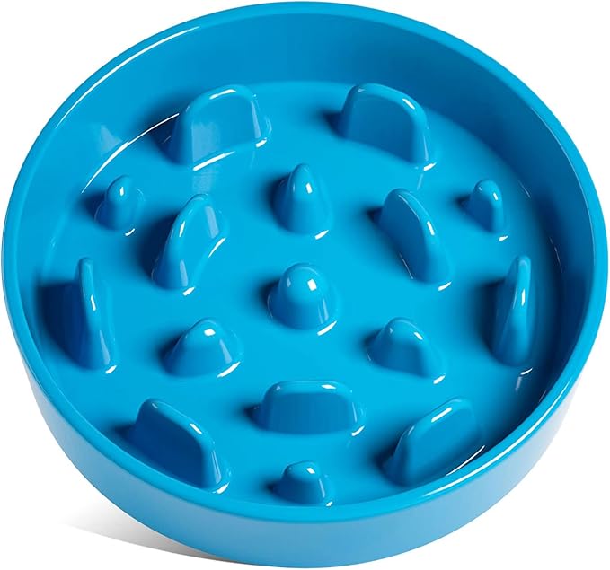 LE TAUCI Slow Feeder Dog Bowls Ceramic, 3 Cups Slow Feeding Dog Bowl Medium Large Breed, Puzzle Pet Dishes,Vortex Blue