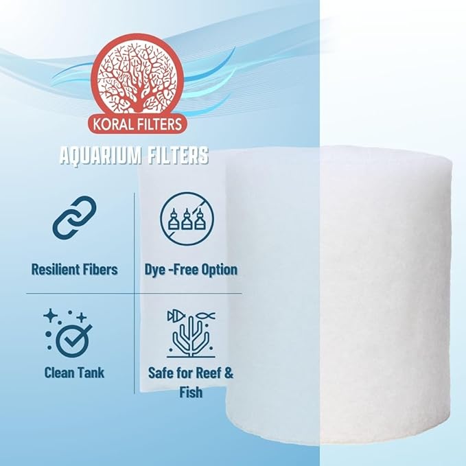 Premium Aquarium Filter Media Pad - Cut-to-Fit Roll, Fresh and Saltwater Safe, Blue & Dye-Free Options, Made in USA (Dye Free, 12"x72" (6 ft) x 0.75)