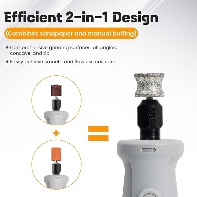 HARDELL Diamond Dog Nail Grinder Bits 2 Pack, 1/8" Pet Nail Grinder Replacement Heads for Dremel & Most Rotary Tools, Durable Attachment for Pet Claw Care, Diamond Rotory Bit for Dogs