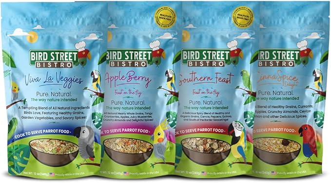 Parrot Food Sample Pack Cooks in as Little as 3 to 15 min | All Natural & Organic Grains and Legumes, Healthy Fruits, Vegetables, and Spices - No Fillers or Additives