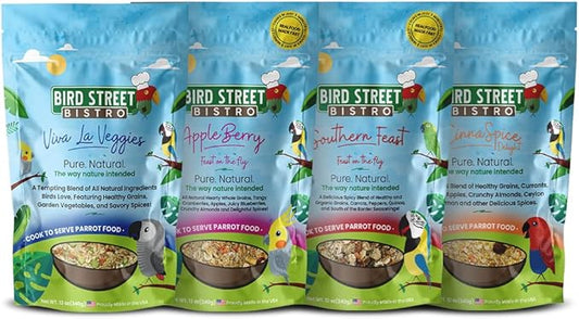 Parrot Food Sample Pack Cooks in as Little as 3 to 15 min | All Natural & Organic Grains and Legumes, Healthy Fruits, Vegetables, and Spices - No Fillers or Additives