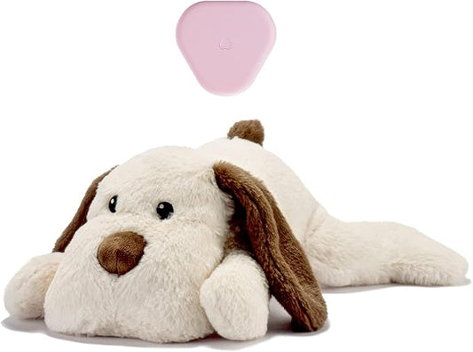 Puppy Heartbeat Toy for Anxiety Relief Dog Behavioral aid Toy for Puppies Sleep Aid Separation Anxiety Soother Cuddle, White