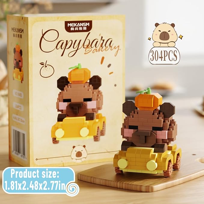 Caterpillar Sausage Buns Cute Capybara Baking Bread Series Mini Building Toy Kawaii Animals Set Micro Adorable Pet Buildings Small Bricks Gifts Toys