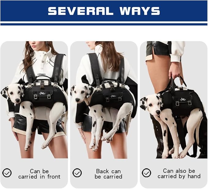 Dog Backpack Carrier - Spine-Friendly for Small Dogs (4-8 lbs), Horizontal Design Dog Carrier with Adjustable Back Straps,Legs-Out Comfort for Travel/Hiking/Cycling (Black, Size S)