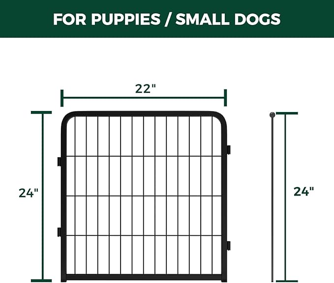 FXW Homeplus Unleashed Indoor Dog Playpen - Stress-Free and Safe Play, Heavy Duty 24 Inch 2 Wire Panels Dog Pen for Puppy and Small Dogs, Black│Patented