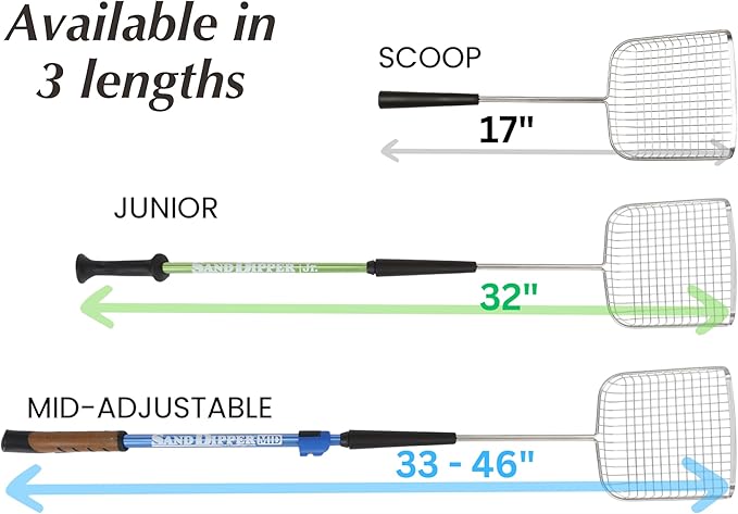 Sand Dipper Cat Poop Scooper & Chicken Poop Scooper - Rugged Big 6" Square Stainless Steel Long Handle for Home Kitty Litter Scoop & Farm Chicken Coop Scooper (Mid-Adjustable)