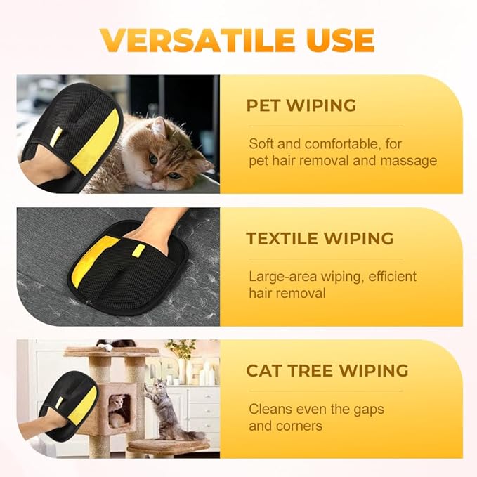 Pet Hair Removal Glove for Cats & Dogs, 2025 New Pet Hair Remover Electrostatic Gloves Pet Hair Remover Glove for Couch, Furniture, Carpet, Curtain, Washable Reusable Animal Fur Removal Tool (3PCS)