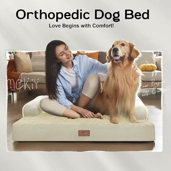 Small Dog Bed Waterproof Orthopedic Dog Beds for Medium Sized Dogs Comfy Pet Cat Bed with Sides, Washable Removable Cover