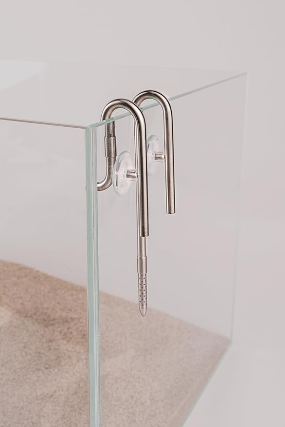 LANDEN 304 Stainless Steel Lily Pipes with Clamps for Rimless Glass Aquarium, Inflow and Outflow Set (Pipe Diameter 6mm)