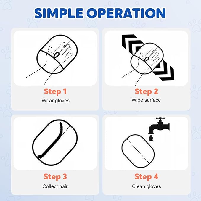 2025 New Upgrade Pet Hair Remover Electrostatic Gloves, Reusable Pet Hair Removal Glove, Cat & Dog Hair Removal Tool for Couch, Furniture, Carpet, Car Seat, Pet Grooming