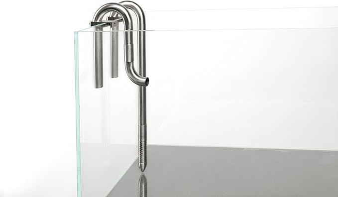 LANDEN 304 Stainless Steel Lily Pipes with Clamps for Rimless Glass Aquarium, Inflow and Outflow Set (Pipe Diameter 16mm)