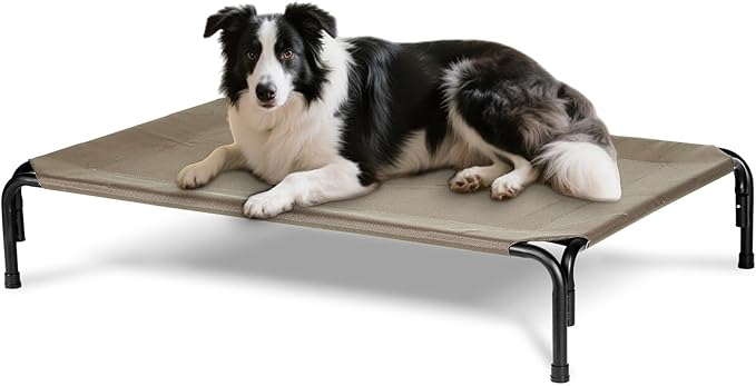 Elevated Dog Bed for Outdoor, Large Raised Dogs Cot for Training, Cooling Pet Beds with Washable Mesh, Indestructible Lifted Platform for Outside Camping, 41 inch Brown