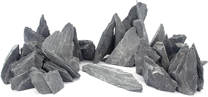 CFKJ [18 Pounds] Natural Slate Stone Rocks, 5 to 7 inch Slate Stone Rocks for Aquascaping, Aquariums, Terrariums, Amphibian Enclosures