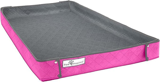 Paw Inspired Critter Box Washable Cage Liner, Reversible Fleece Bedding with Raised Sides for Guinea Pigs and Other Small Animals (Midwest, Gray/Pink)