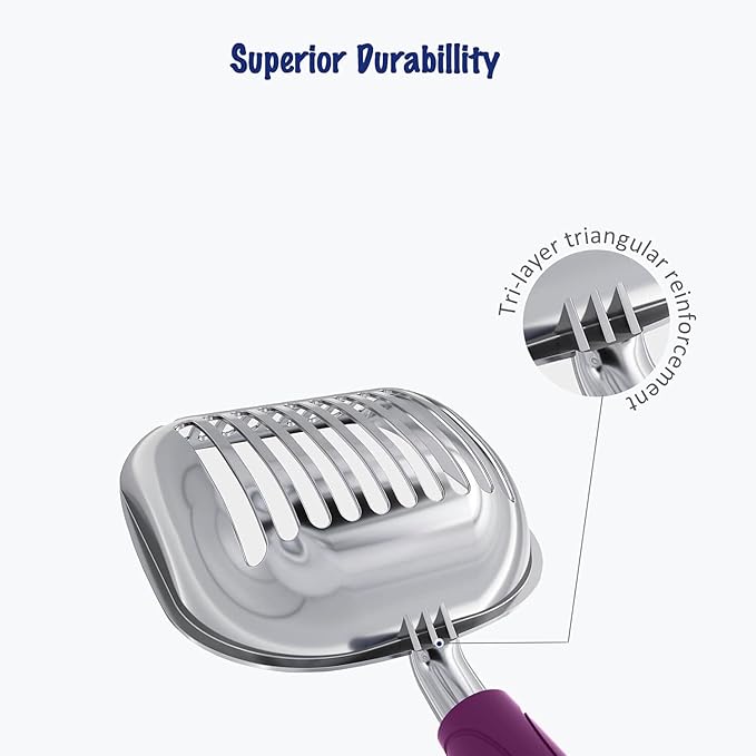 WePet Cat Litter Scoop, Aluminum Alloy Sifter, Kitty Metal Scooper, Deep Shovel, Long Handle, Poop Sifting, Kitten Pooper Lifter, Durable, Heavy Duty, for Litter Box