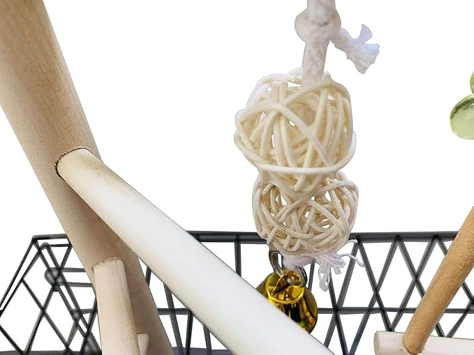 Hamiledyi Small Bird Playground Natural Wood for Top of Cage Bird Play Stand Bird Stands for Parrots Bird Perch Stand Bird Play Gym Bird Toys for Small Bird Parrot Cockatiel Love Birds Budgie