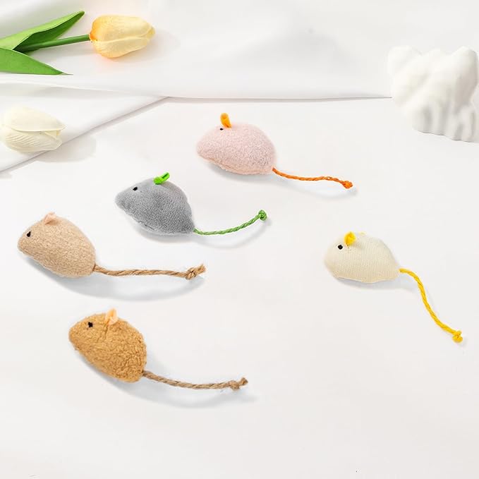 Shudyear cat Toys 5pcs Mouse Toys, Interactive Catnip Animal Toys for Indoor Kittens to Eliminate Boredom for Bored Indoor Cats (10pc)