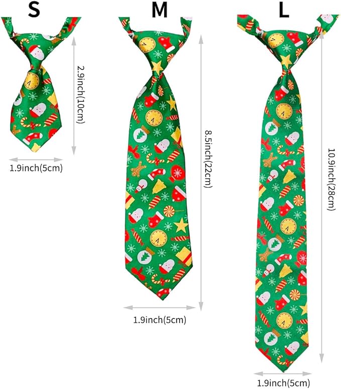 PET SHOW 10pcs Pack Christmas Big Dog Ties Neckties for Large Breed Dogs XL Adjustable Holiday Grooming Accessories Neck Ties Bowties Girl Boy Festival Costumes Photography Party Gift Favor
