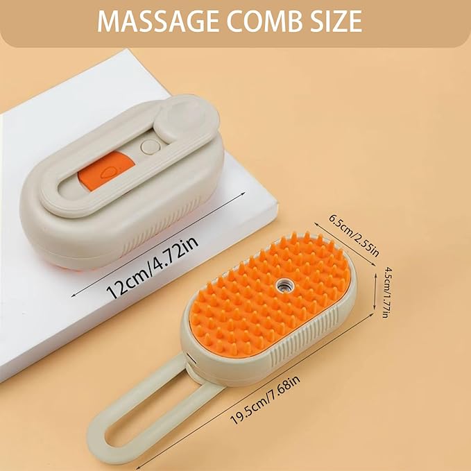 cat steam brush for shedding -4 in 1 Rechargeable Steam Brush for Cats and Dogs, Anti-static, Massage, Cleaning, Shedding & Combing All In One!grooming tool for cats and dogs（Beige）