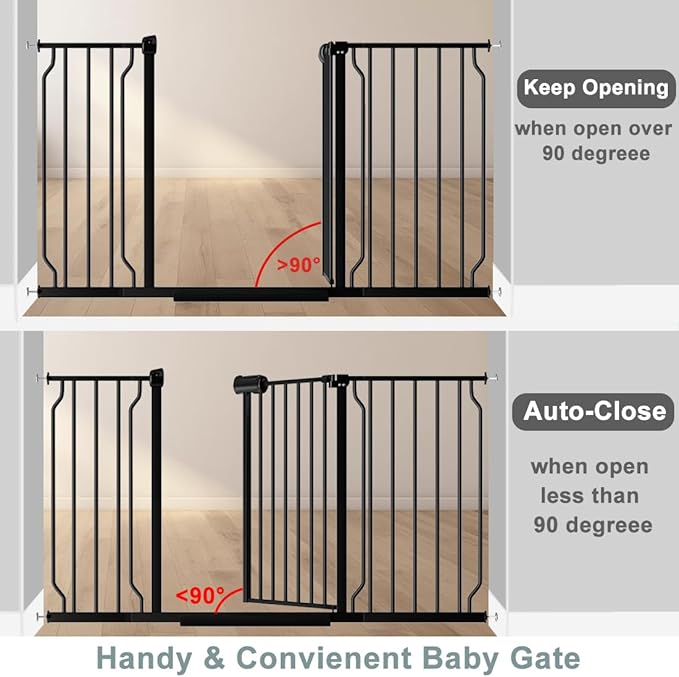 Fairy Baby Extra Wide Baby Gate 76.3-81.1 Inch Wide, Walk Through Pressure Mounted No Drill, Long and Large Tension Gate for Pet and Kids