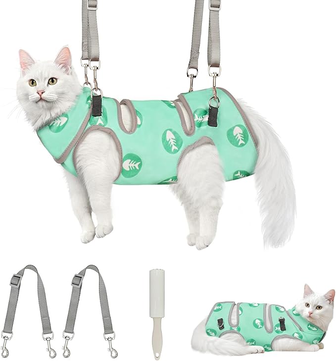 Supet Cat Grooming Hammock, Self-Adhesive Cat Nail Clipper Hammock, Soft Fabric Cat Wrap for Cutting Nails, Quickly Calm Down for Medicine, Teeth Brushing, Ear Cleaning