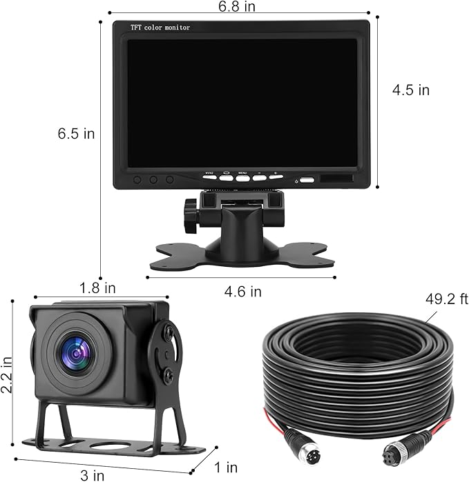 Kairiyard Backup Camera, 7 Inch HD 1080P Reverse Rear View Camera 150° Wide Angle Wired Back up Camera System for Truck Car Trailer Camper Tractor