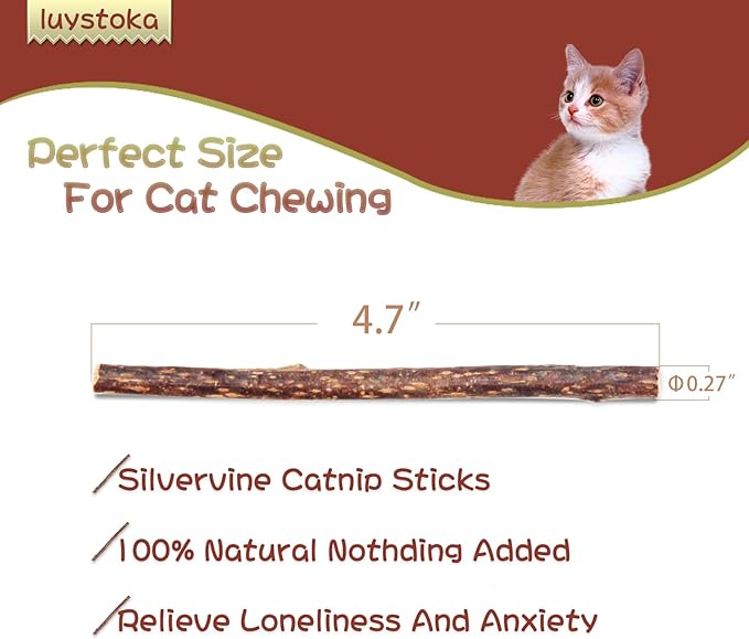 Silvervine Sticks for Cats, 30PCS Kitten Toys Catnip Toys Matatabi Silvervine Sticks Kitty Chew Toys Wooden Stick Kitten Teething Toys Molar Suitable for Cats of All Ages