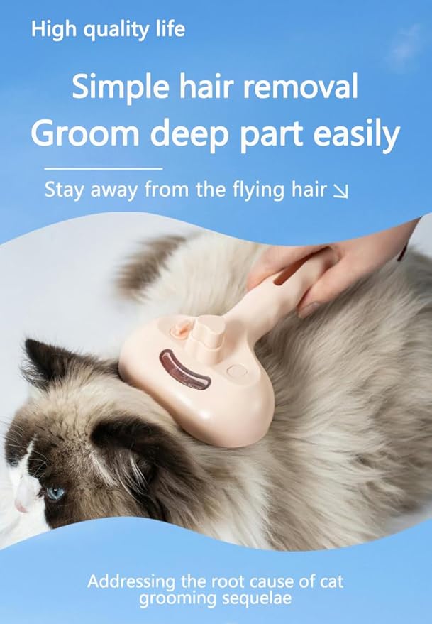 Pet Grooming Steam Brush, Pet Spray Hair Removal Comb, Anti-Static, Rechargeable, Comfortable Grip, for Dogs & Cats, Spray Hair Removal Comb, Steam Brush for Shedding & Grooming, Green