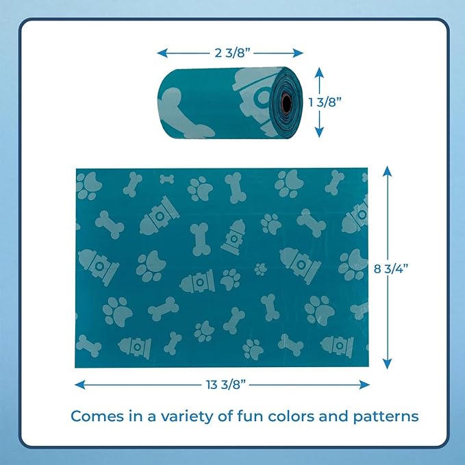 Best Pet Supplies Dog Poop Bags for Waste (150 Bags) Refuse Cleanup, Doggy Roll Replacements for Outdoor Puppy Walking and Travel, Leak Proof and Tear Resistant, Thick Plastic - Assorted Colors