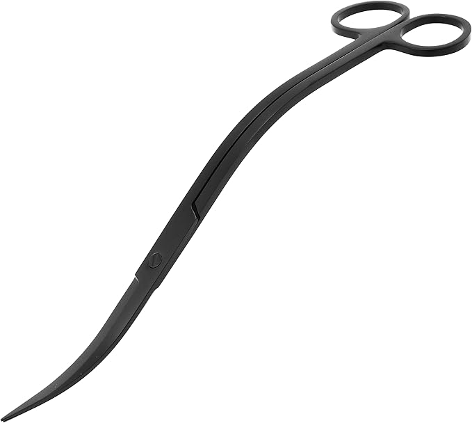 Mandala Crafts Extra Long Black Stainless Steel Curved Aquarium Scissors for Trimming Aquatic Plants – Wave Aquascape Scissors for Fish Tanks, Hospital Tanks, Goldfish Bowls, Aquariums, and Terrariums