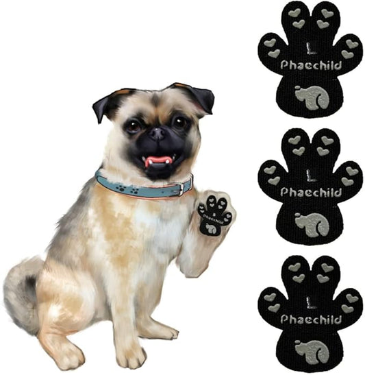 Dog Paw Pads Anti-Slip Grips,Dog Paw Protectors for Senior Dogs on Hot Pavement,Provides Traction to Keep Them from Slipping on Smooth Floors 20 sets-80 Pads Black L
