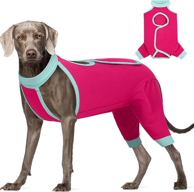 ROZKITCH Dog Surgery Leg Sleeve Rear Legs, Male Female Pet Prevent Licking Wound Elbow Knee Protector, Dog Recovery Suit Cone Collar Alternative Pants Shirt for Wound Heal Wrap Rosered 3XL